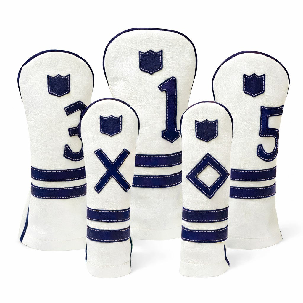 Iliac Golf Headcover Timeless White × Navy イリアックゴルフ ヘッドカバー タイムレス ホワイト × ネイビー