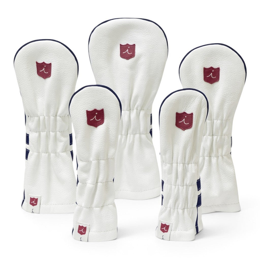 Iliac Golf Headcover Timeless White × Navy イリアックゴルフ ヘッドカバー タイムレス ホワイト × ネイビー