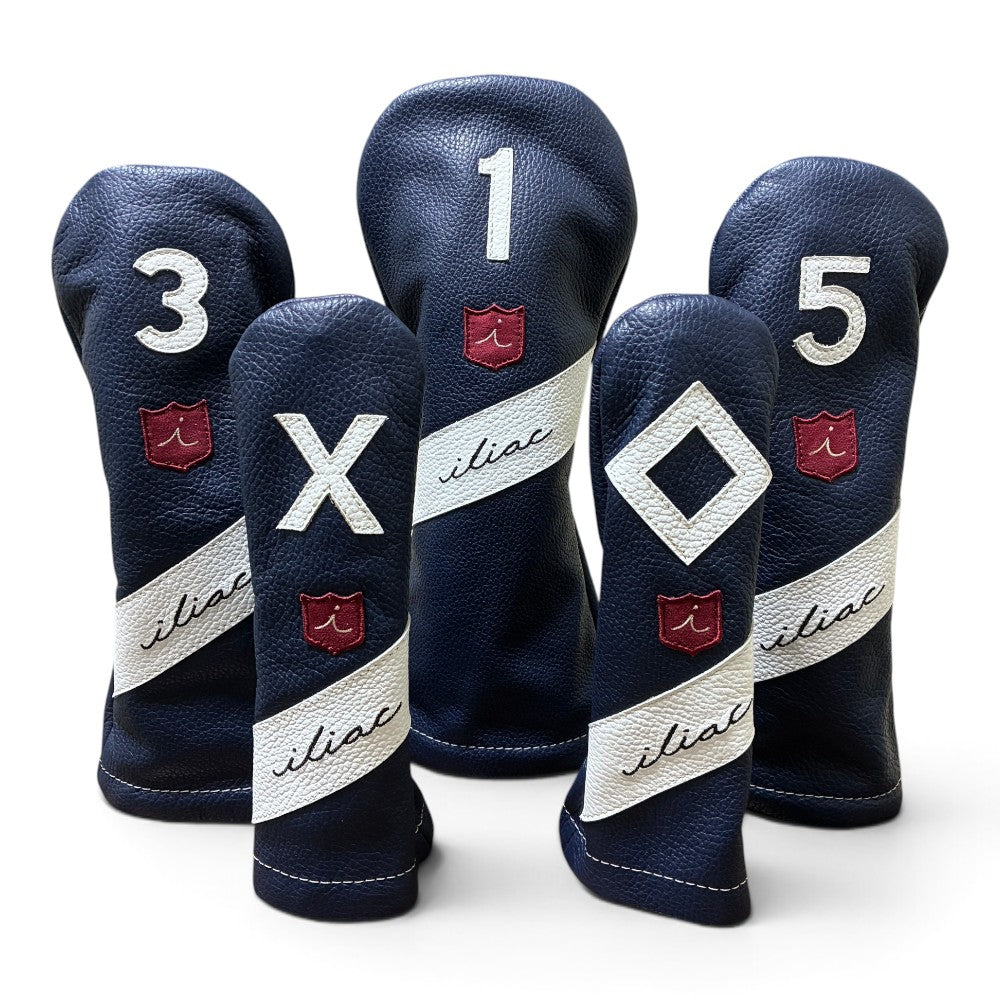 Iliac Golf Headcover Royal Script Navy × White イリアックゴルフ ヘッドカバー ロイヤル スクリプト ネイビー × ホワイト