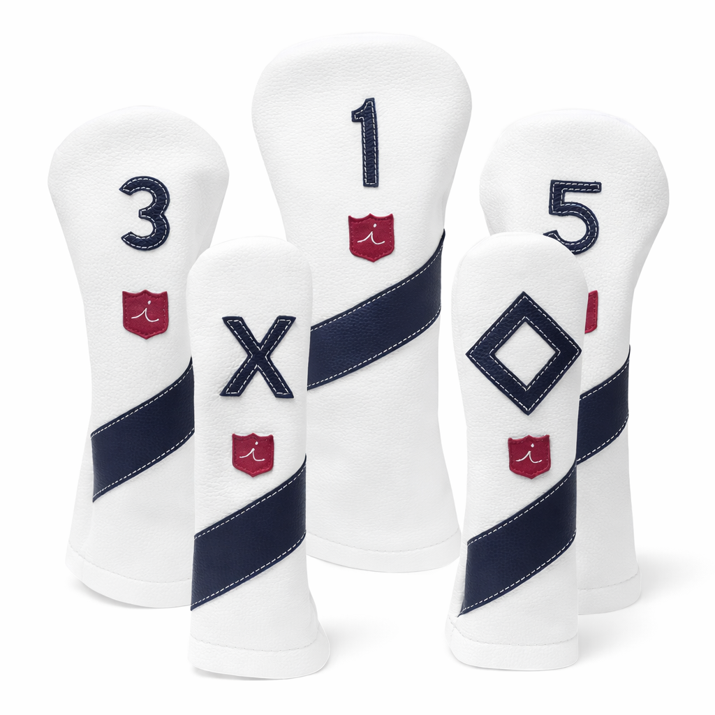 Iliac Golf Headcover Royal White x Navy イリアックゴルフ ヘッドカバー ロイヤル ホワイト x ネイビー