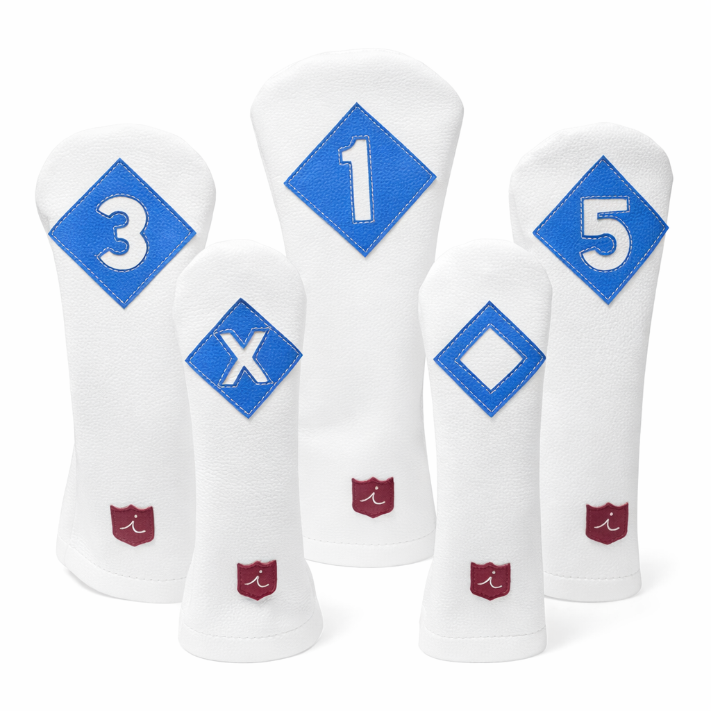 Iliac Golf Headcover Vintage White x Blue イリアックゴルフ ヘッドカバー ビンテージ ホワイト x ブルー