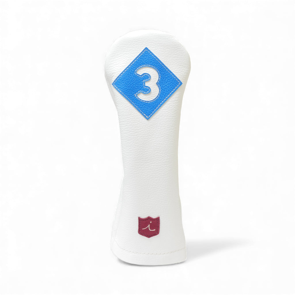 Iliac Golf Headcover Vintage White x Blue イリアックゴルフ ヘッドカバー ビンテージ ホワイト x ブルー
