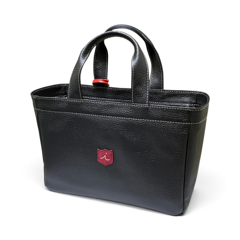 Iliac Golf Round Totebag Shrink Black イリアック 【天マチ付き】 ラウンド トートバッグ シュリンク ブラック