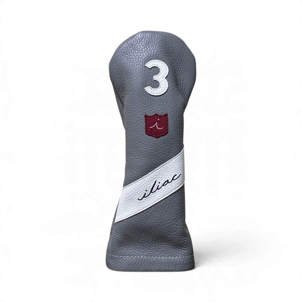 Iliac Golf Headcover Royal Script Gray × White イリアックゴルフ ヘッドカバー ロイヤル スクリプト グレー × ホワイト