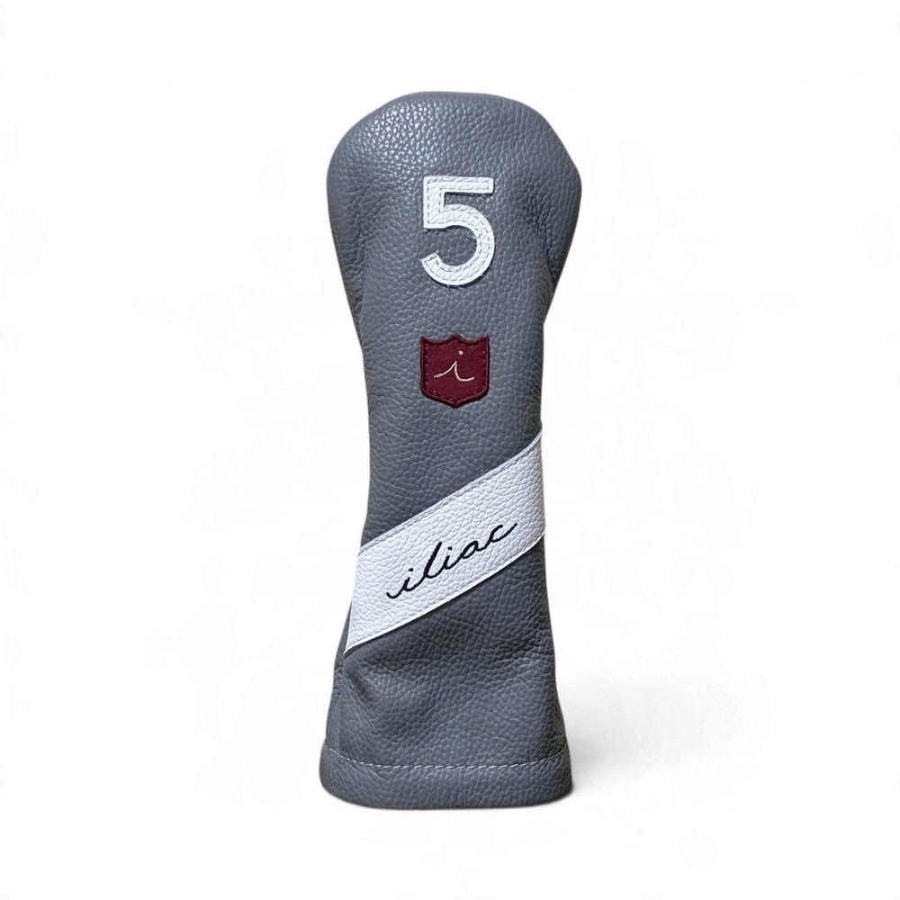 Iliac Golf Headcover Royal Script Gray × White イリアックゴルフ ヘッドカバー ロイヤル スクリプト グレー × ホワイト