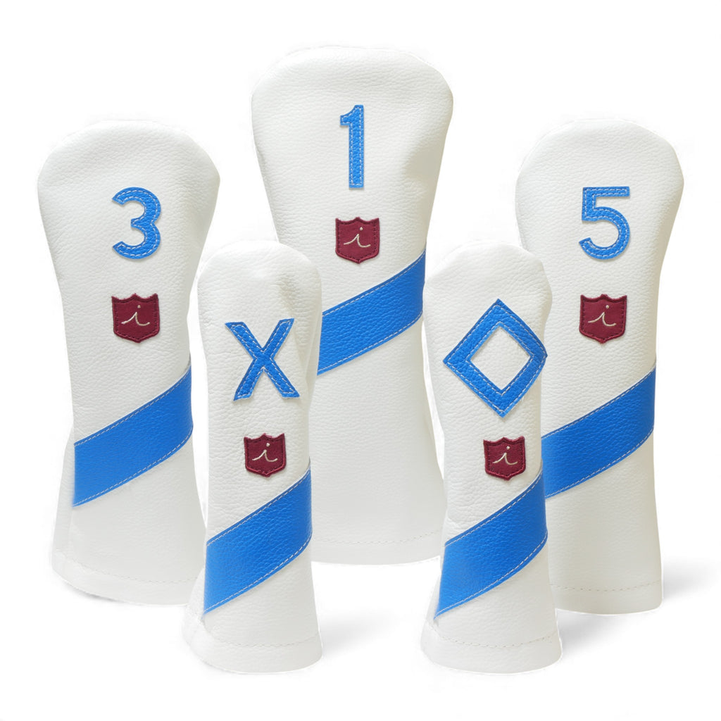 Iliac Golf Headcover Royal White x Blue イリアックゴルフ ヘッドカバー ロイヤル ホワイト x ブルー