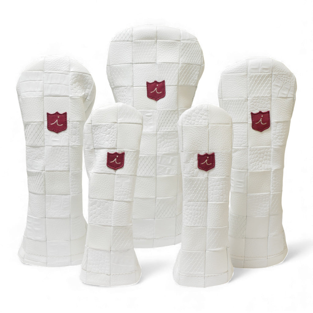 Iliac Golf Premium Headcover Patchwork Snow イリアックゴルフ プレミアム ヘッドカバー パッチワーク スノー
