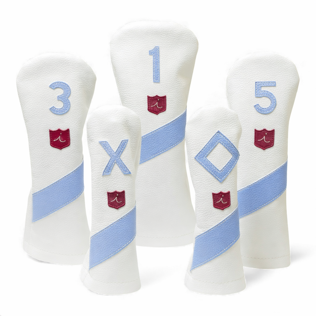 Iliac Golf Headcover Royal White x Sax Blue イリアックゴルフ ヘッドカバー ロイヤル ホワイト x サックスブルー