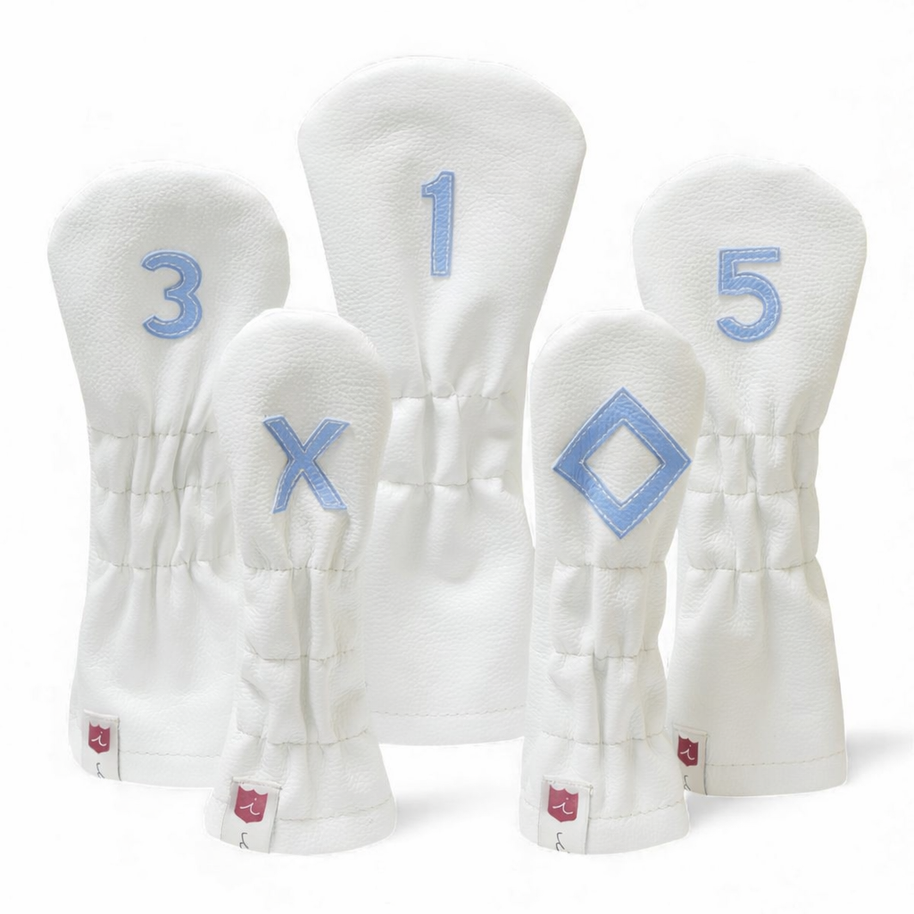 Iliac Golf Headcover Royal White x Sax Blue イリアックゴルフ ヘッドカバー ロイヤル ホワイト x サックスブルー
