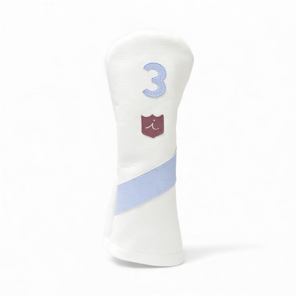 Iliac Golf Headcover Royal White x Sax Blue イリアックゴルフ ヘッドカバー ロイヤル ホワイト x サックスブルー