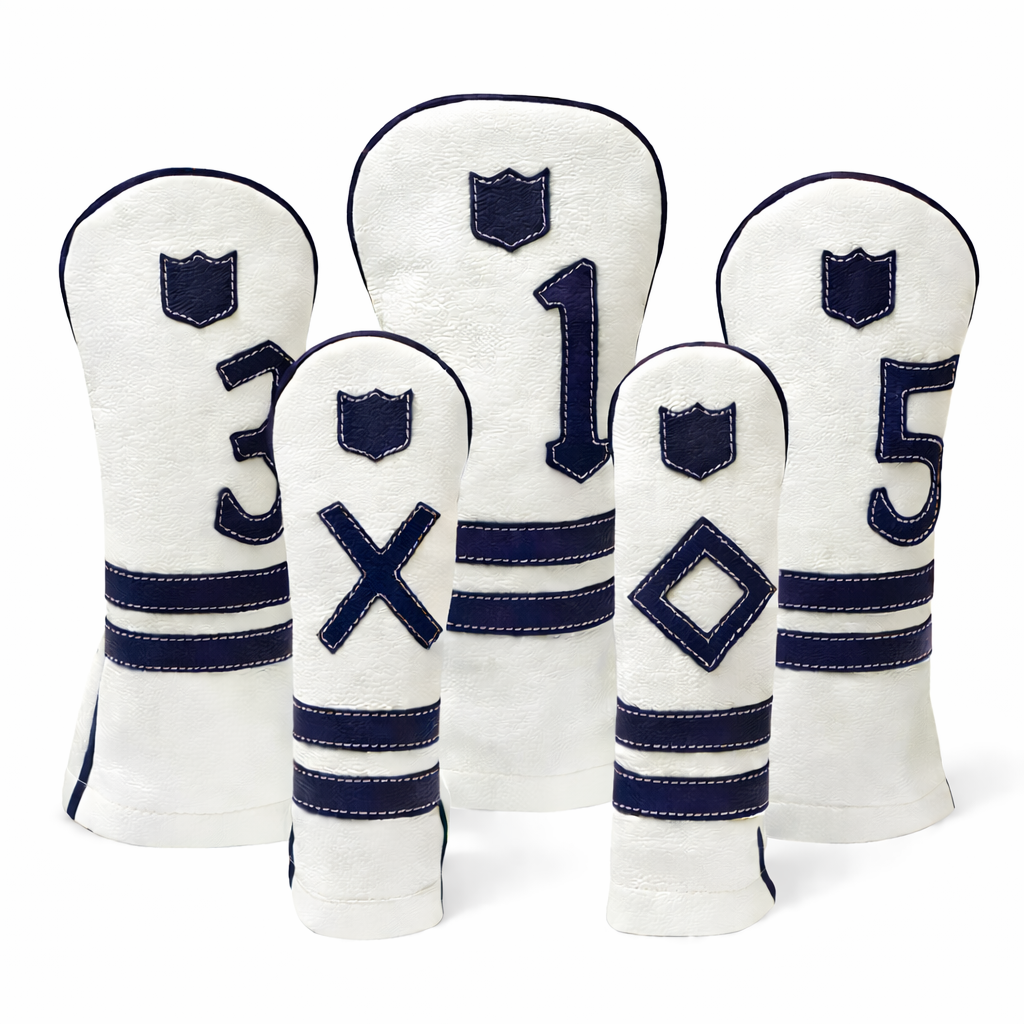 Iliac Golf Headcover Timeless White × Navy イリアックゴルフ ヘッドカバー タイムレス ホワイト × ネイビー