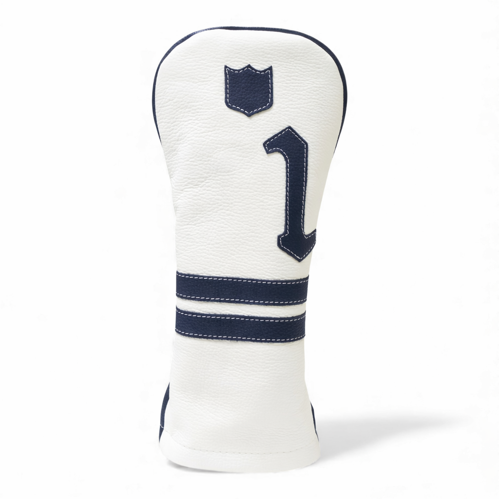 Iliac Golf Headcover Timeless White × Navy イリアックゴルフ ヘッドカバー タイムレス ホワイト × ネイビー