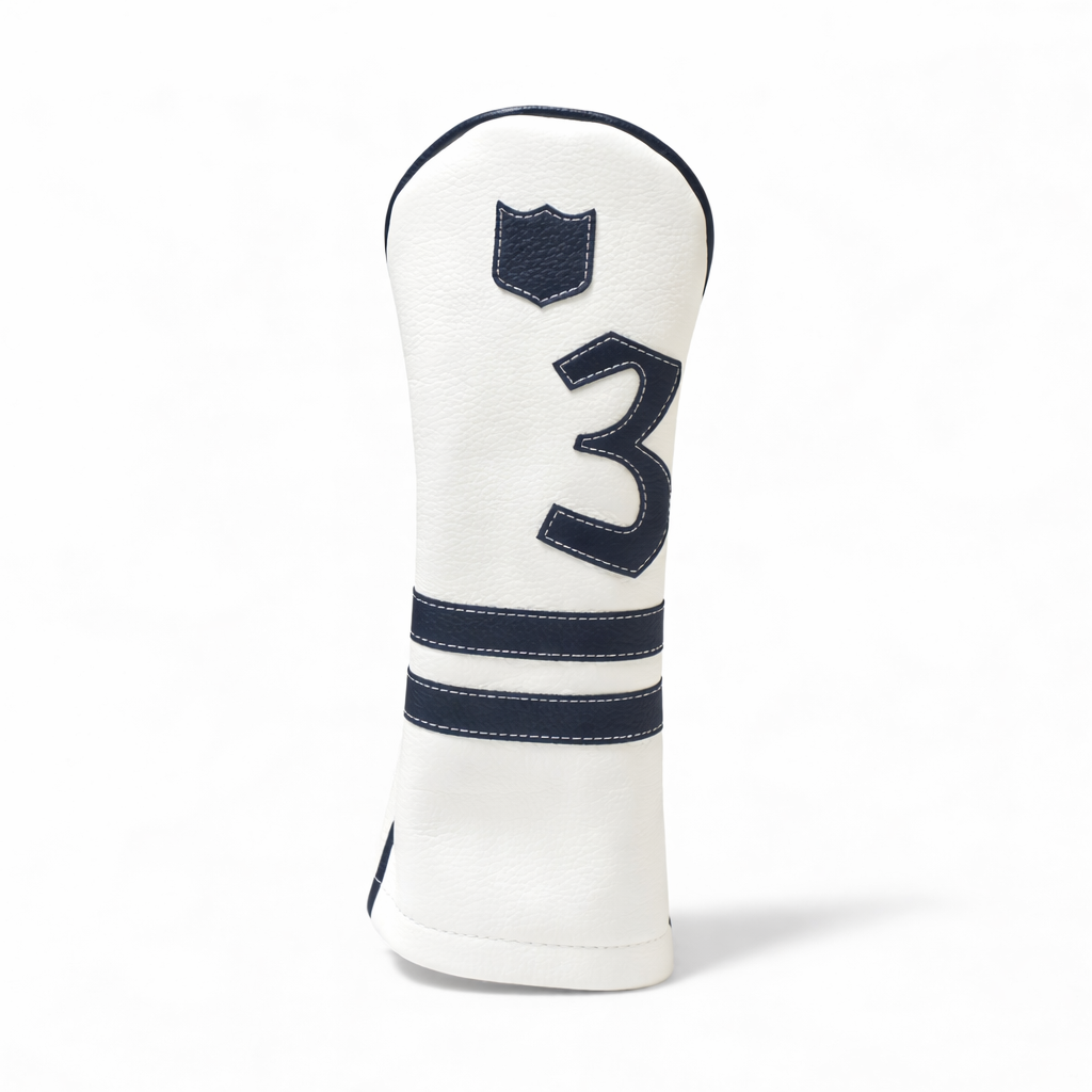 Iliac Golf Headcover Timeless White × Navy イリアックゴルフ ヘッドカバー タイムレス ホワイト × ネイビー