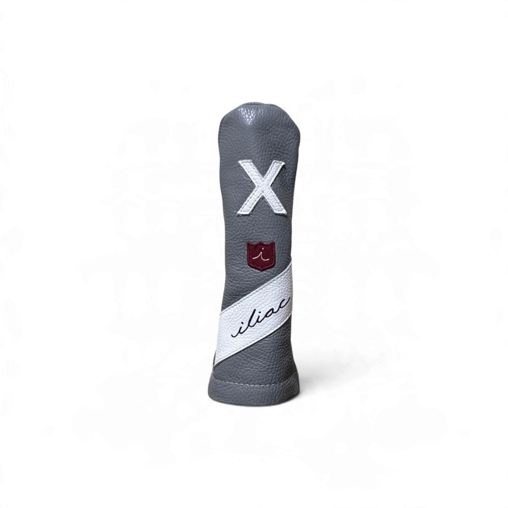 Iliac Golf Headcover Royal Script Gray × White イリアックゴルフ ヘッドカバー ロイヤル スクリプト グレー × ホワイト