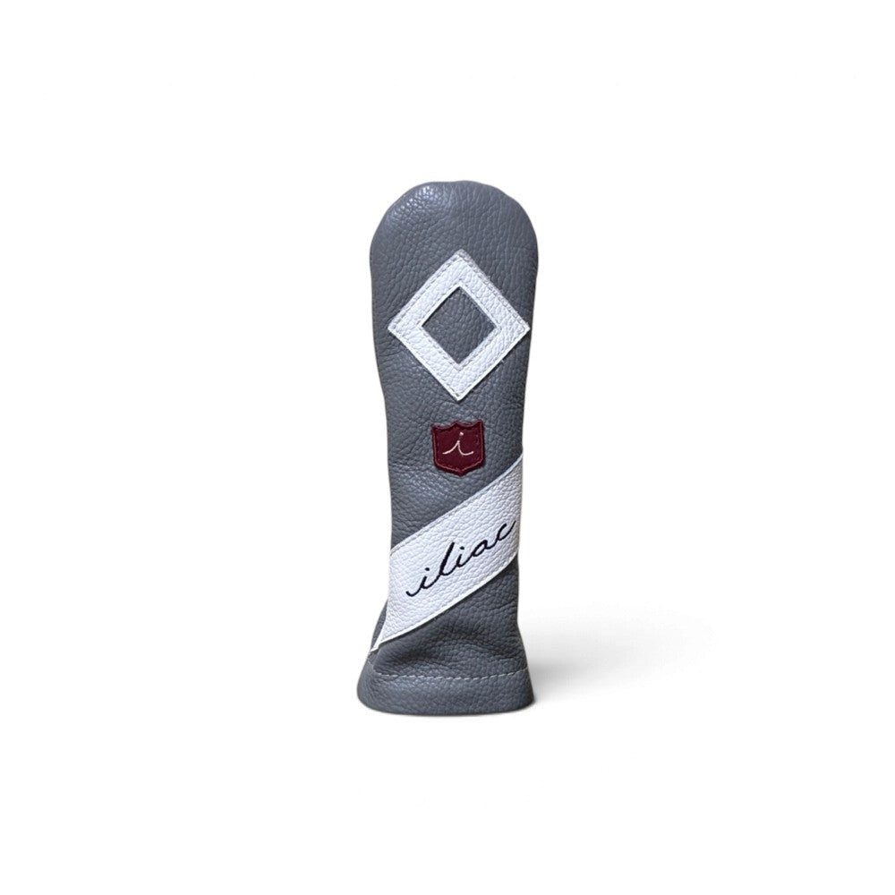 Iliac Golf Headcover Royal Script Gray × White イリアックゴルフ ヘッドカバー ロイヤル スクリプト グレー × ホワイト