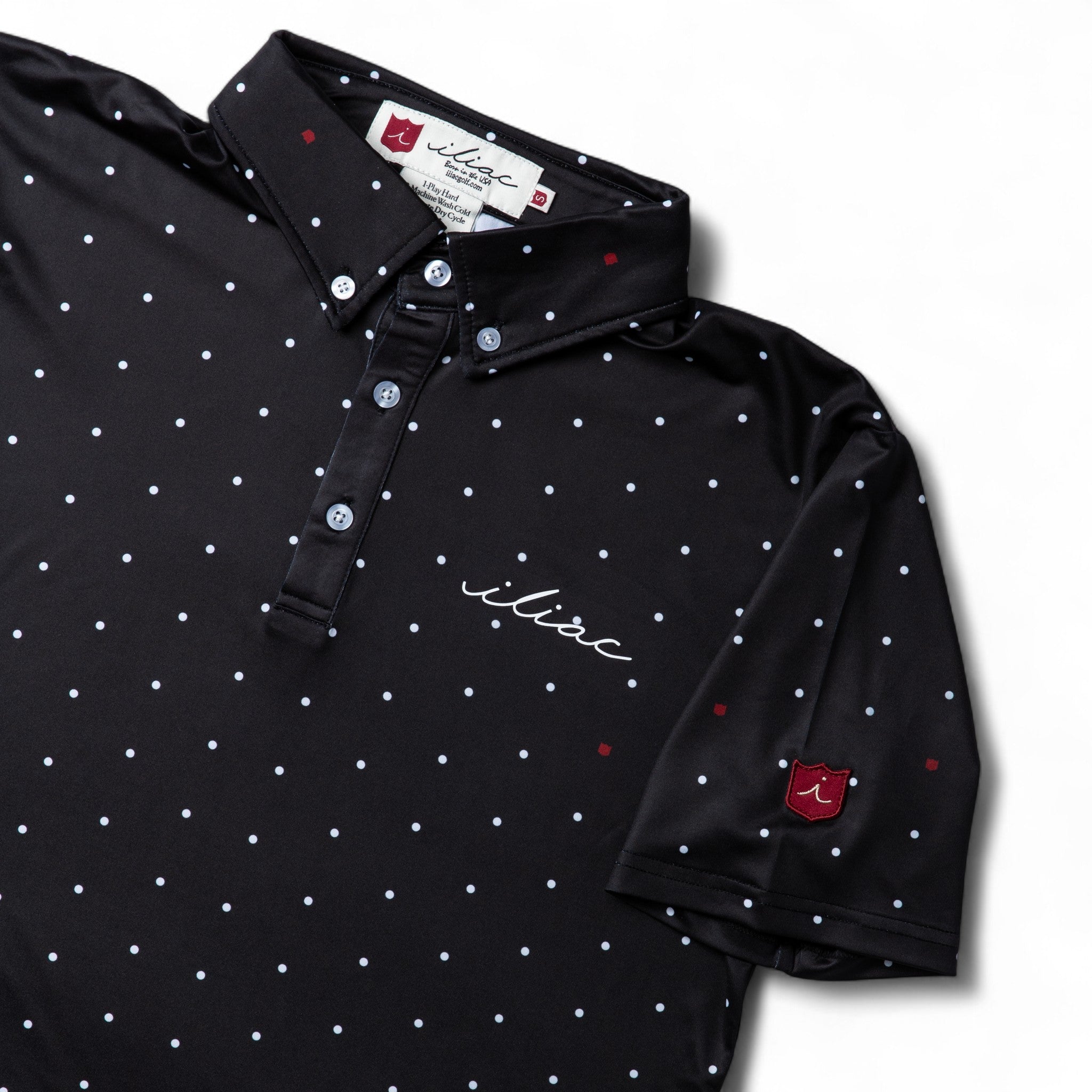 Iliac Golf Polo Shirts Polka Dot Series Black イリアック ポロシャツ ポルカドットシリーズ ブラック