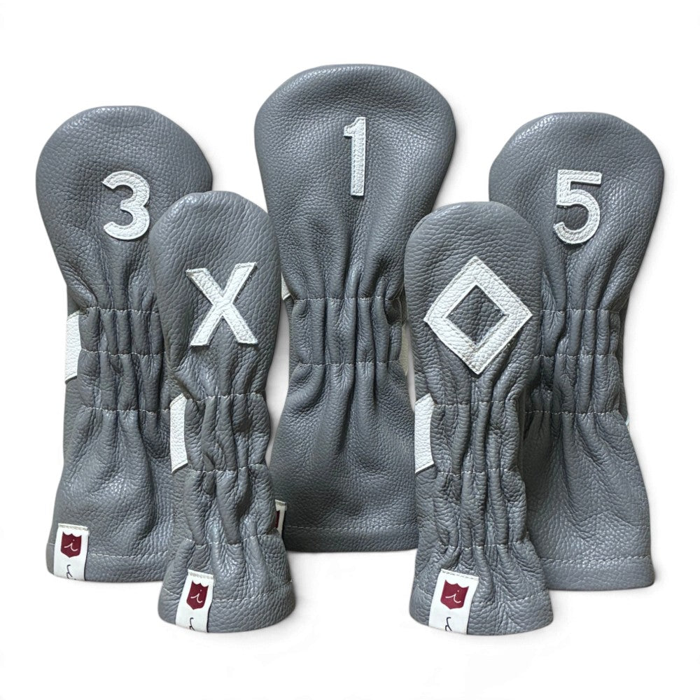 Iliac Golf Headcover Royal Script Gray × White イリアックゴルフ ヘッドカバー ロイヤル スクリプト グレー × ホワイト