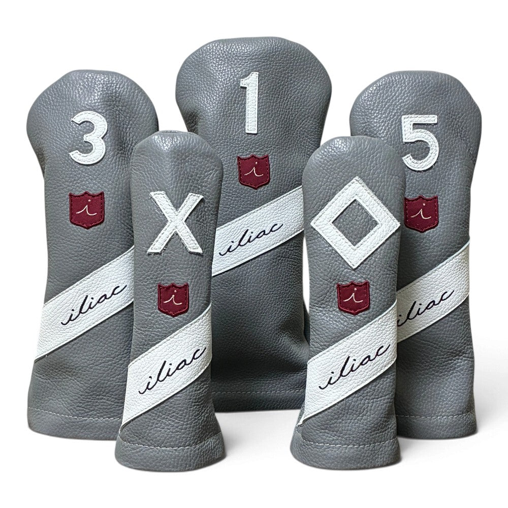 Iliac Golf Headcover Royal Script Gray × White イリアックゴルフ ヘッドカバー ロイヤル スクリプト グレー × ホワイト