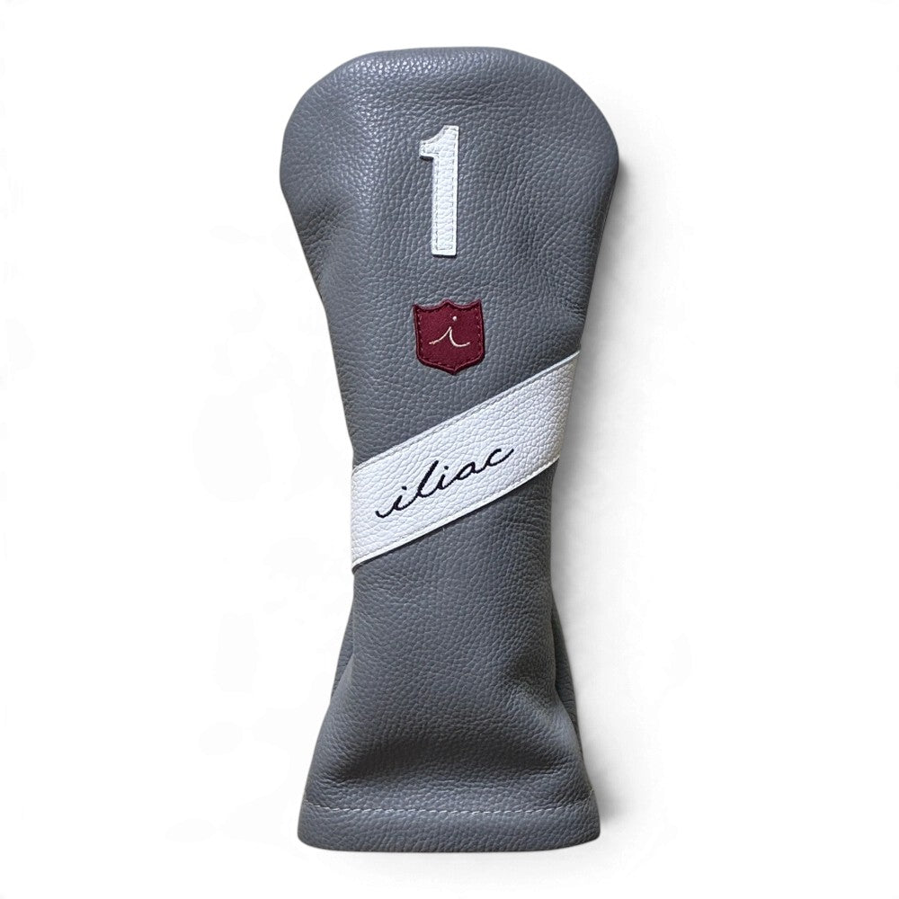 Iliac Golf Headcover Royal Script Gray × White イリアックゴルフ ヘッドカバー ロイヤル スクリプト グレー × ホワイト
