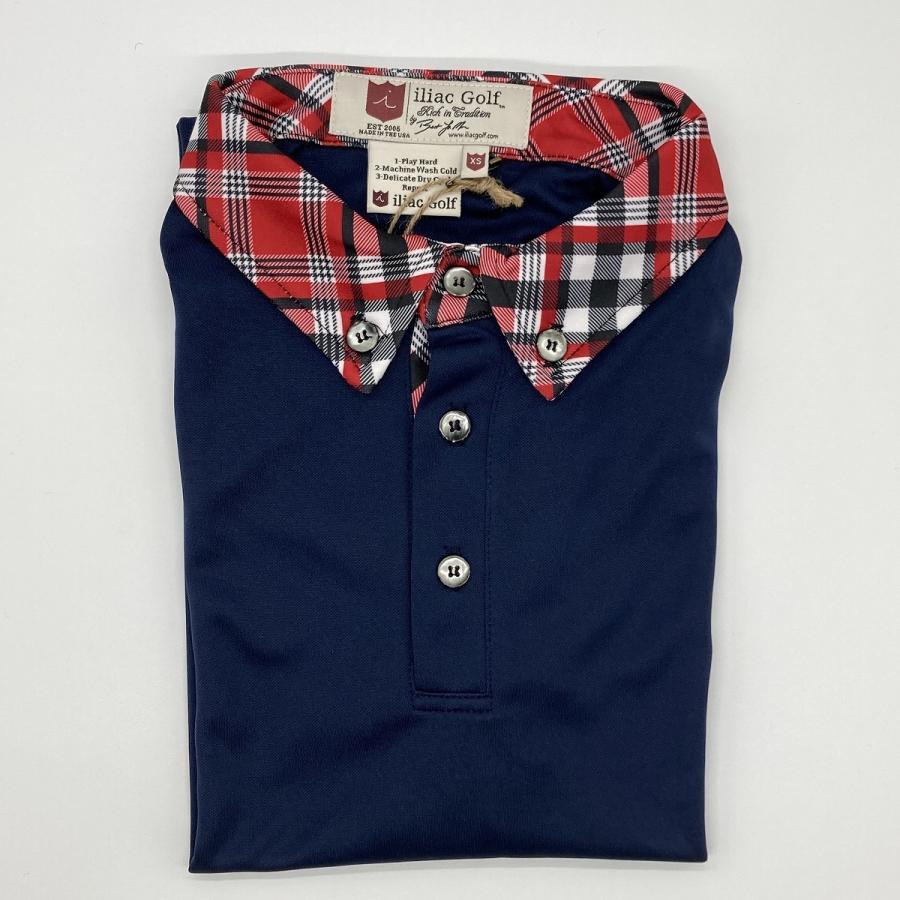 Iliac Golf Shirts/Sｻｲｽﾞ特集/RANCHER: 紺+赤ﾁｪｯｸ/ ｲﾘｱｯｸ ｺﾞﾙﾌｼｬﾂ ﾗﾝﾁｬｰ