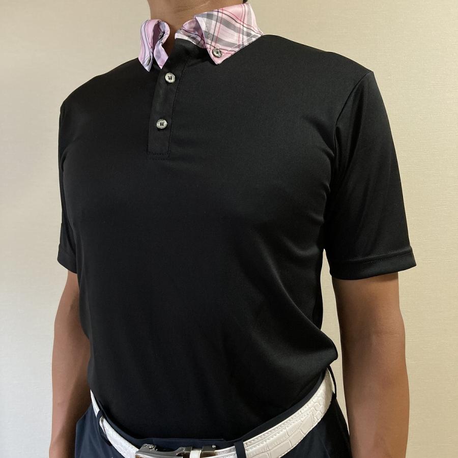 Iliac Golf Shirts/Sｻｲｽﾞ特集/RANCHER: 黒+ﾋﾟﾝｸﾁｪｯｸ/ ｲﾘｱｯｸ ｺﾞﾙﾌｼｬﾂ ﾗﾝﾁｬｰ