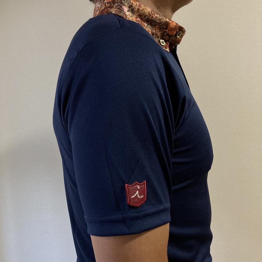 Iliac Golf Shirts/Sｻｲｽﾞ特集/RANCHER: 紺+ﾌﾞﾗｳﾝﾌﾗﾜｰ/ ｲﾘｱｯｸ ｺﾞﾙﾌｼｬﾂ ﾗﾝﾁｬｰ