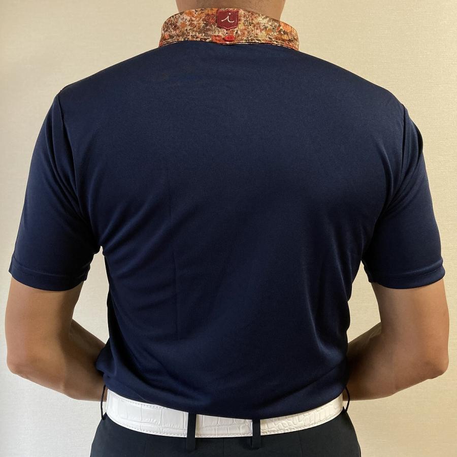 Iliac Golf Shirts/Sｻｲｽﾞ特集/RANCHER: 紺+ﾌﾞﾗｳﾝﾌﾗﾜｰ/ ｲﾘｱｯｸ ｺﾞﾙﾌｼｬﾂ ﾗﾝﾁｬｰ