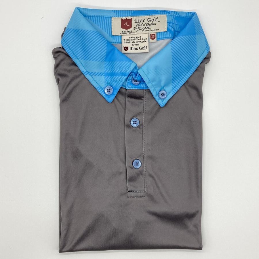 Iliac Golf Shirts/Sｻｲｽﾞ特集/RANCHER: ｸﾞﾚｰ+ｽｶｲﾌﾞﾙｰ/ ｲﾘｱｯｸ ｺﾞﾙﾌｼｬﾂ ﾗﾝﾁｬｰ