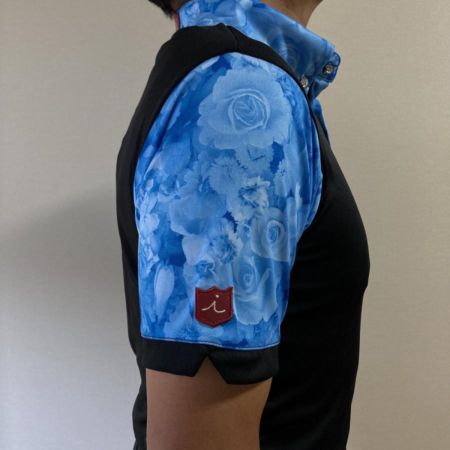 Iliac Golf Shirts/Sｻｲｽﾞ特集/RANCHER: 黒+ｽｶｲﾌﾗﾜｰ/ ｲﾘｱｯｸ ｺﾞﾙﾌｼｬﾂ ﾗﾝﾁｬｰ