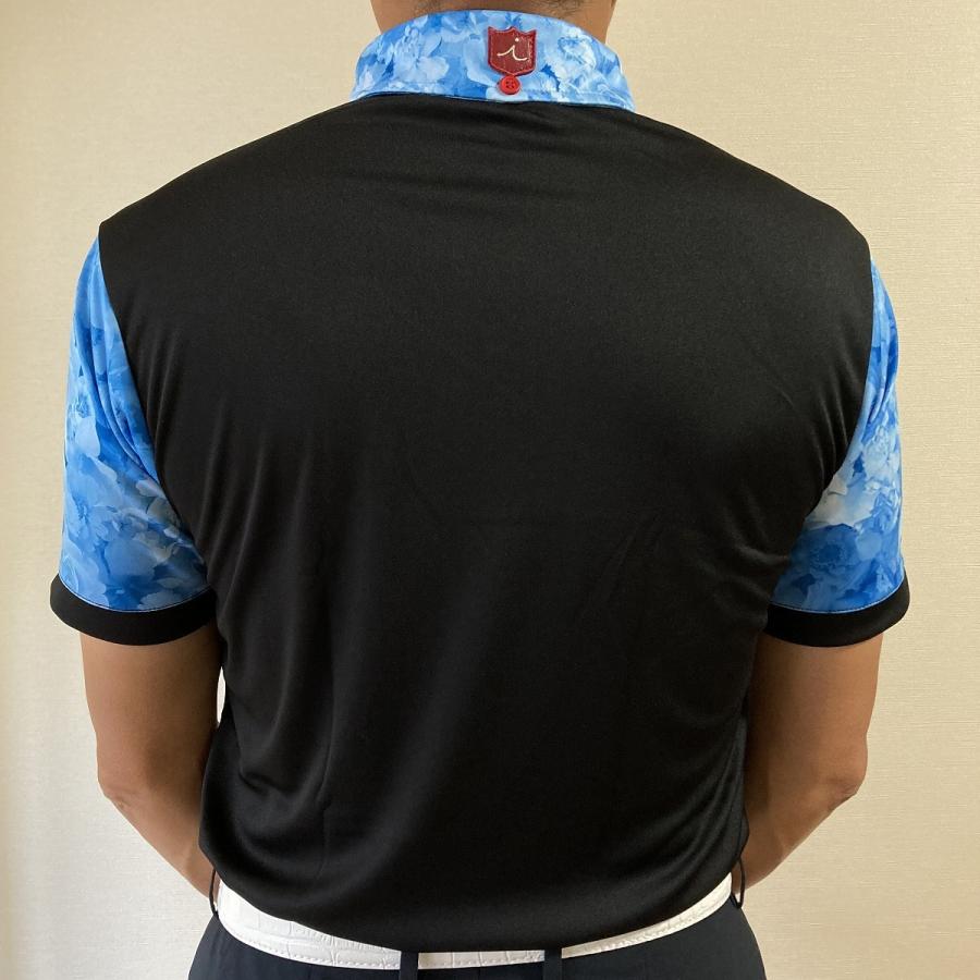 Iliac Golf Shirts/Sｻｲｽﾞ特集/RANCHER: 黒+ｽｶｲﾌﾗﾜｰ/ ｲﾘｱｯｸ ｺﾞﾙﾌｼｬﾂ ﾗﾝﾁｬｰ