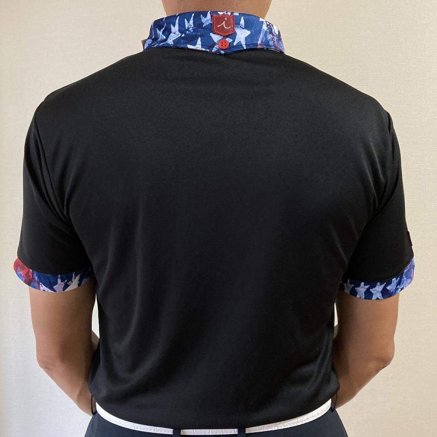 Iliac Golf Shirts/Sｻｲｽﾞ特集/RANCHER: 黒+USA/ ｲﾘｱｯｸ ｺﾞﾙﾌｼｬﾂ ﾗﾝﾁｬｰ